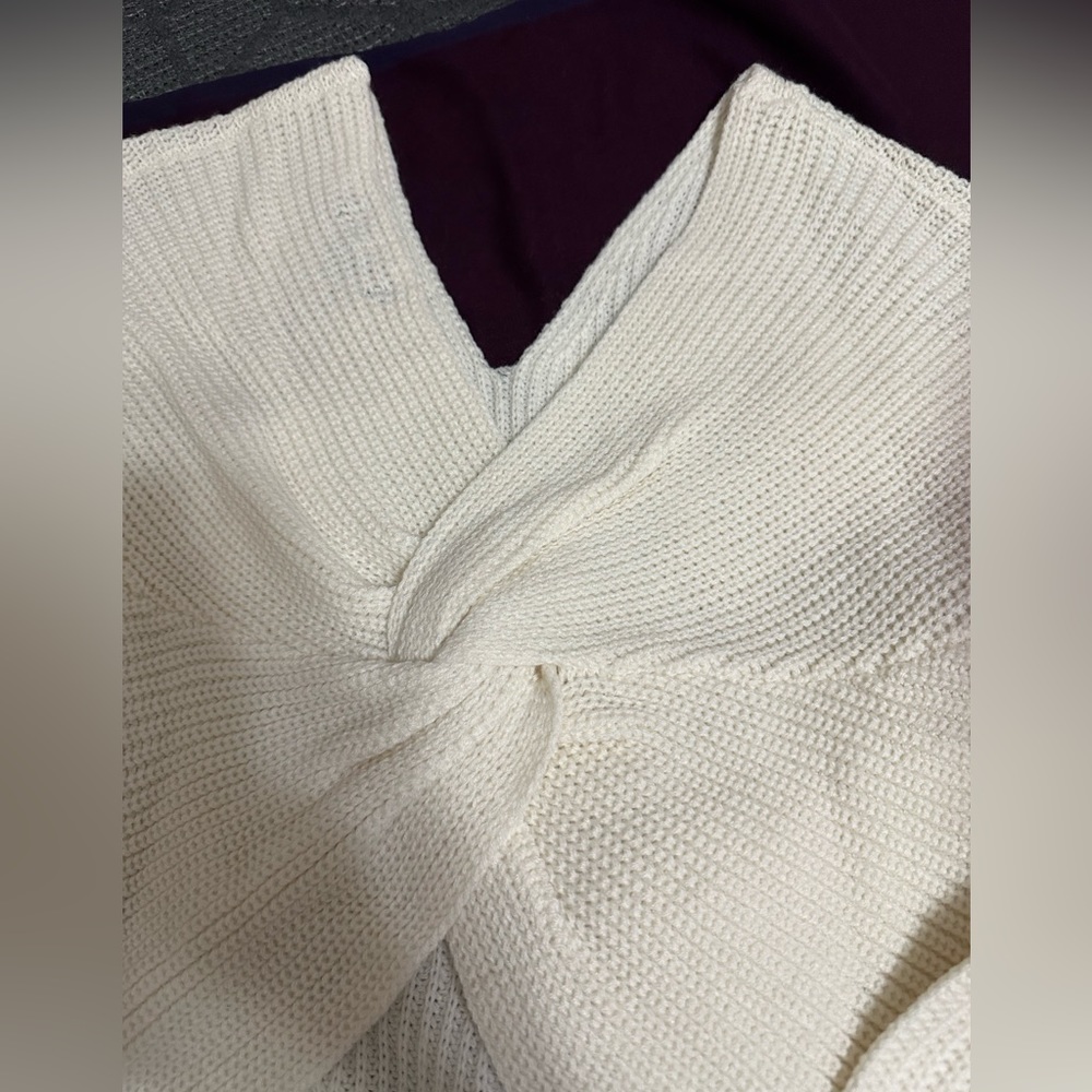 NWT Ivory Twist Back Knot Sweater - Picture 8 of 11